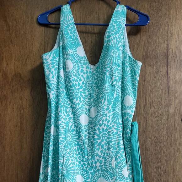 Jones New York Teal and White Floral Midi Dress - Picture 1 of 2